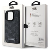 Husa pentru iPhone 15 Pro, Karl Lagerfeld Leather MagSafe (KLHMP15LPKHPORPK), negru