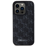 Husa pentru iPhone 15 Pro, Karl Lagerfeld Leather MagSafe (KLHMP15LPKHPORPK), negru