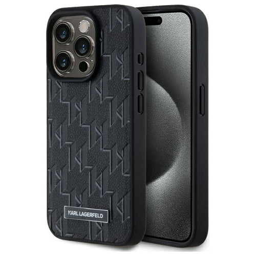 Husa pentru iPhone 15 Pro, Karl Lagerfeld Leather MagSafe (KLHMP15LPKHPORPK), negru