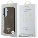 Husa pentru Samsung Galaxy S25, Guess Peony Grained Hot Stamp Triangle Logo MagSafe (GUHMS25SPGBTMW), maro