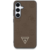 Husa pentru Samsung Galaxy S25, Guess Peony Grained Hot Stamp Triangle Logo MagSafe (GUHMS25SPGBTMW), maro