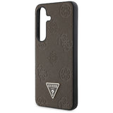 Husa pentru Samsung Galaxy S25, Guess Peony Grained Hot Stamp Triangle Logo MagSafe (GUHMS25SPGBTMW), maro