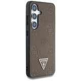 Husa pentru Samsung Galaxy S25, Guess Peony Grained Hot Stamp Triangle Logo MagSafe (GUHMS25SPGBTMW), maro