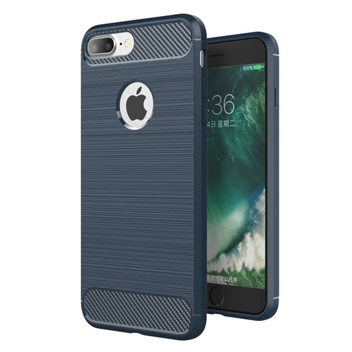 Husa pentru iPhone 7 Plus, Techsuit Carbon Silicone, albastru