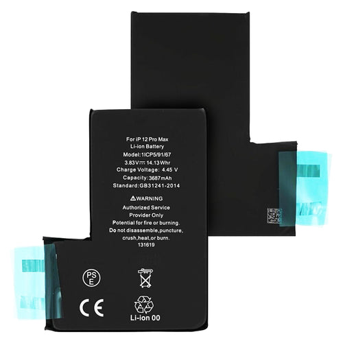 OEM Smartphone Battery (18531), without Flex-Cable, iPhone 12 Pro Max, 3687mAh, Negru