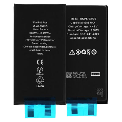OEM Smartphone Battery Cell (21713), without Flex-Cable, iPhone 15 Plus, 4383mAh, Negru