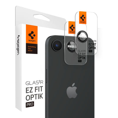 Folie de protectie pentru iPhone 16e, Spigen (2 pack) Optik.tR EZ Fit Pro Camera Glass (AGL09279)