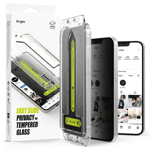 Folie de protectie pentru iPhone 16e, Ringke Easy Slide Privacy Tempered Glass (2 pack)