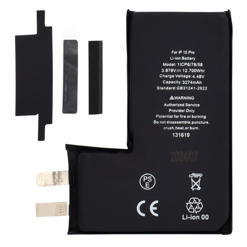 OEM Smartphone Battery (21714), without Flex-Cable, iPhone 15 Pro, 3274mAh, Negru