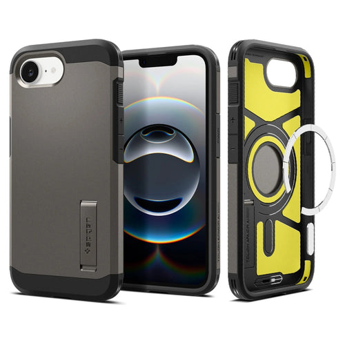 Husa pentru iPhone 16e, Spigen Tough Armor MagSafe (ACS09136), cenusiu