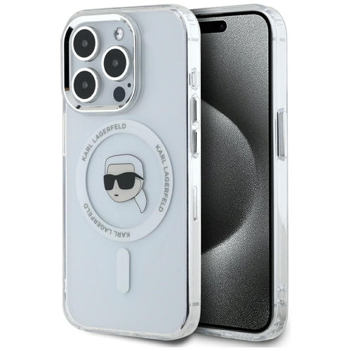 Husa pentru iPhone 15 Pro, Karl Lagerfeld IML MagSafe (KLHMP15LHLSKIH), alb