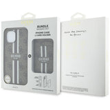 Husa pentru iPhone 15, Guess Cardslot 4G Stripes MagSafe (GUBPHCP15SP4RPSW), maro