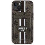 Husa pentru iPhone 15, Guess Cardslot 4G Stripes MagSafe (GUBPHCP15SP4RPSW), maro