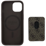 Husa pentru iPhone 15, Guess Cardslot 4G Stripes MagSafe (GUBPHCP15SP4RPSW), maro