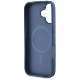 Husa pentru iPhone 16, Guess Grained Flowers MagSafe (GUHMP16SPGNMPLMB), albastru