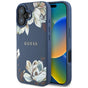 Husa pentru iPhone 16, Guess Grained Flowers MagSafe (GUHMP16SPGNMPLMB), albastru