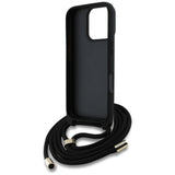Husa pentru iPhone 16 Pro Max, Guess Hardcase 4G Big Logo cu Cord Strap (GUHCP16XP4GMGCRK), negru
