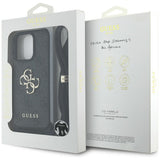 Husa pentru iPhone 16 Pro, Guess Hardcase 4G Big Logo cu Cord Strap (GUHCP16LP4GMGCRK), negru