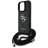 Husa pentru iPhone 16 Pro, Guess Hardcase 4G Big Logo cu Cord Strap (GUHCP16LP4GMGCRK), negru
