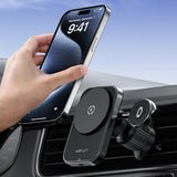 Suport auto Acefast cu Incarcare Wireless (D18), pentru iPhone, 2in1 Incarcare Wireless rapida, pentru Air Vant, Clip blocare, negru