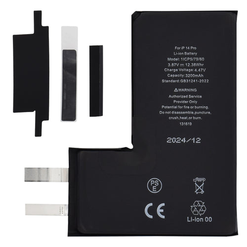 OEM Smartphone Battery (19789), without Flex-Cable, iPhone 14 Pro, 3200mAh, Negru