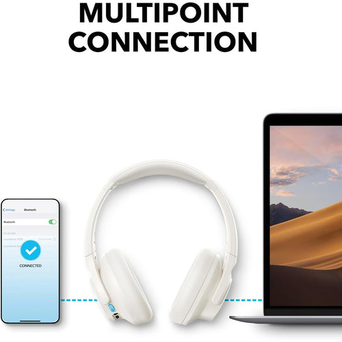 Casti wireless Anker Casti Wireless SoundCore Q11i (A3005G21), cu Deep Bass, 60H Playtime, Hi-Res Audio, Multipoint, EQ, alb