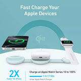 Incarcator wireless Anker MagGo 3-in-1 (B25M8H61), pentru iPhone 15/16, AirPods, Apple Watch, MagSafe Qi2, Pliabil, 15W, verde