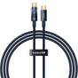 Cablu Baseus de date Explorer (P10319704321-00), Type-C, Incarcare rapida, 100W, cu Auto Shutdown, Naylon, 1m, albastru