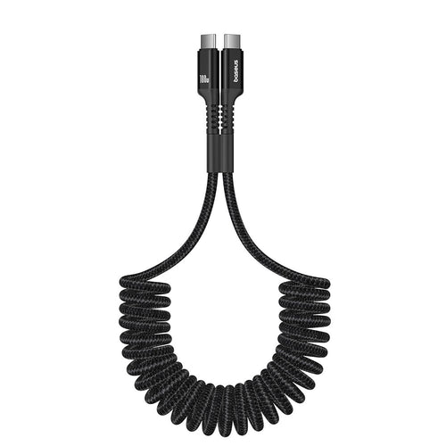 Cablu Baseus de date Fish-Eye (P10320203111-00), USB-C to USB-C, Incarcare rapida, 100W, Expandable Design, 1m, negru