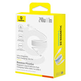 Cablu Baseus de date PicoGo (P10376800211-00), Magnetic, Type-C to Type-C, 240W, Incarcare rapida, 480Mbps, Silicon, 1m, alb