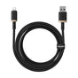 Cablu Baseus de date Dura Series (P10377801U01-02), USB to Lightning, Incarcare rapida, 480Mbps, 2.4A, Nylon, 2m, negru