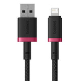 Cablu Baseus de date Dura Series (P10377801U01-03), USB to Lightning, Incarcare rapida, 2.4A, 480Mbps, Nylon, 2m, negru