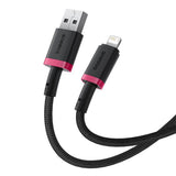 Cablu Baseus de date Dura Series (P10377801U01-03), USB to Lightning, Incarcare rapida, 2.4A, 480Mbps, Nylon, 2m, negru