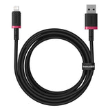 Cablu Baseus de date Dura Series (P10377801U01-03), USB to Lightning, Incarcare rapida, 2.4A, 480Mbps, Nylon, 2m, negru