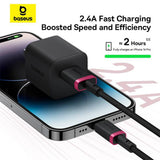 Cablu Baseus de date Dura Series (P10377801U01-03), USB to Lightning, Incarcare rapida, 2.4A, 480Mbps, Nylon, 2m, negru