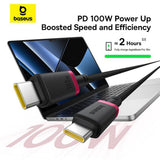 Cablu Baseus de date Dura Series (P10377803U01-01), pentru MacBook, Type-C, Incarcare rapida, PD 100W, 480Mbps, 1m, negru