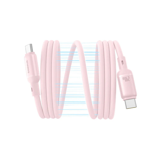 Cablu Baseus de date PicoGo (P10376800411-00), Magnetic, Type-C to Type-C, 240W, Incarcare rapida, 480Mbps, Silicon, 1m, roz