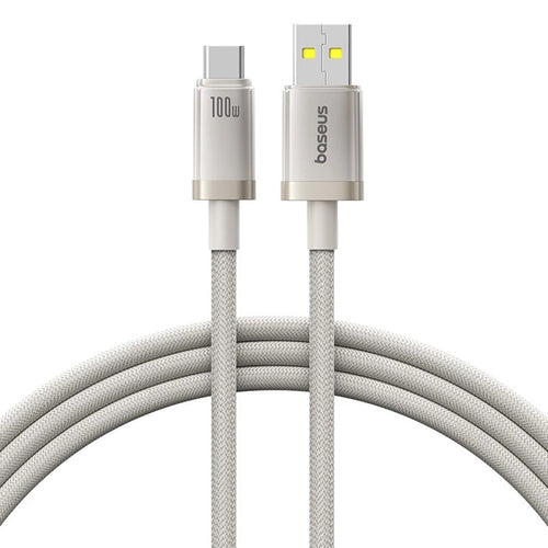 Cablu Baseus de date Titanium (P10378102G21-02), USB to Type-C 100W, Incarcare rapida, 480Mbps, Naylon, 2m, argintiu