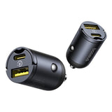 Incarcator auto Baseus Tiny Star Mini (C00035001121-02), USB, Type-C, 30W, cu Integrat Pull Handle, 12V to 24V, negru