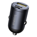 Incarcator auto Baseus Tiny Star Mini (C00035001121-02), USB, Type-C, 30W, cu Integrat Pull Handle, 12V to 24V, negru