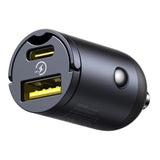 Incarcator auto Baseus Tiny Star Mini (C00035001121-02), USB, Type-C, 30W, cu Integrat Pull Handle, 12V to 24V, negru