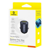 Incarcator auto Baseus Tiny Star Mini (C00035001121-02), USB, Type-C, 30W, cu Integrat Pull Handle, 12V to 24V, negru