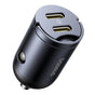 Incarcator auto Baseus Tiny Star Mini (C00035001121-03), 2x Type-C, 30W, cu Integrat Pull Handle, 12V to 24V, negru