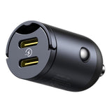 Incarcator auto Baseus Tiny Star Mini (C00035001121-03), 2x Type-C, 30W, cu Integrat Pull Handle, 12V to 24V, negru