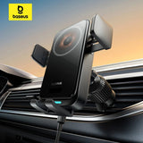 Suport auto cu incarcare wireless Baseus Wireless Auto Ventilatie Suport Wisdom Pro (C40381501123-00), 15W, 360A°, Auto Coil Alignment, Lumina LED, 7.2inch, negru