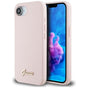 Husa pentru iPhone 16e, Guess Silicone Script Metal Logo (GUHMPSE4SMBSLP), roz
