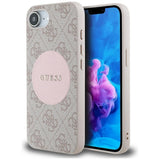 Husa pentru iPhone 16e, Guess 4G Circle Classic Logo MagSafe (GUHMPSE4P4PGRSGP), roz