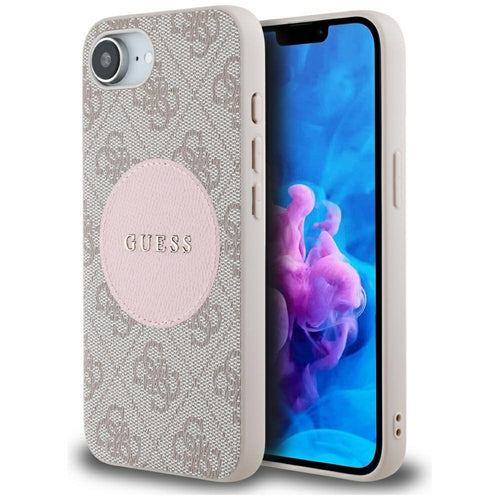 Husa pentru iPhone 16e, Guess 4G Circle Classic Logo MagSafe (GUHMPSE4P4PGRSGP), roz