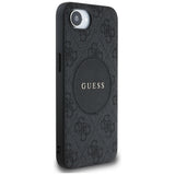 Husa pentru iPhone 16e, Guess 4G Circle Classic Logo MagSafe (GUHMPSE4P4PGRSGK), negru