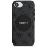 Husa pentru iPhone 16e, Guess 4G Circle Classic Logo MagSafe (GUHMPSE4P4PGRSGK), negru